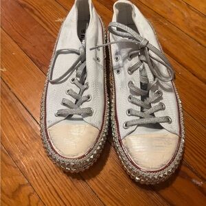 White Studded Women's Sneakers